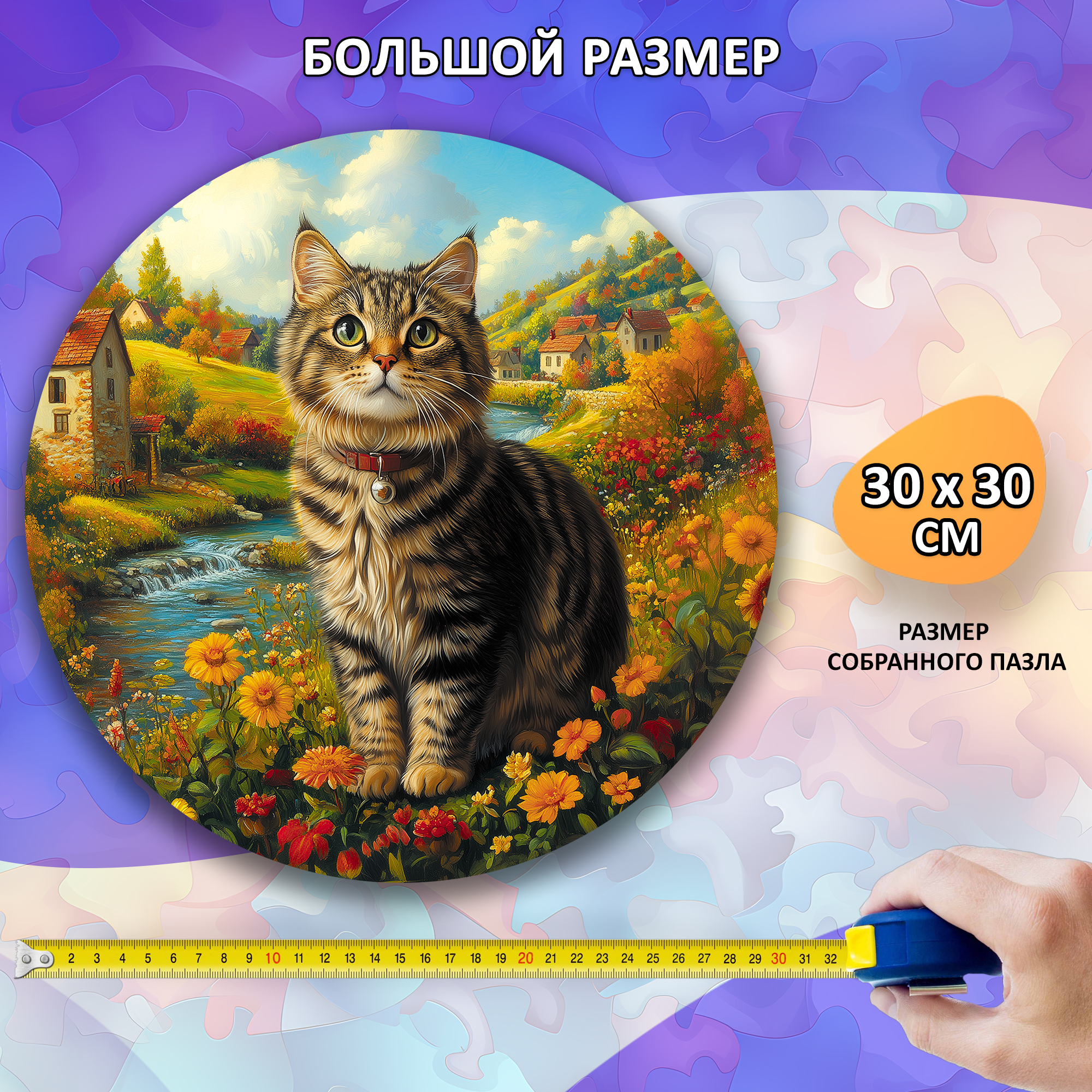 Деревянный пазл коллекции «Мир кошек» / 30х30см, 200 деталей / Артикул CT052