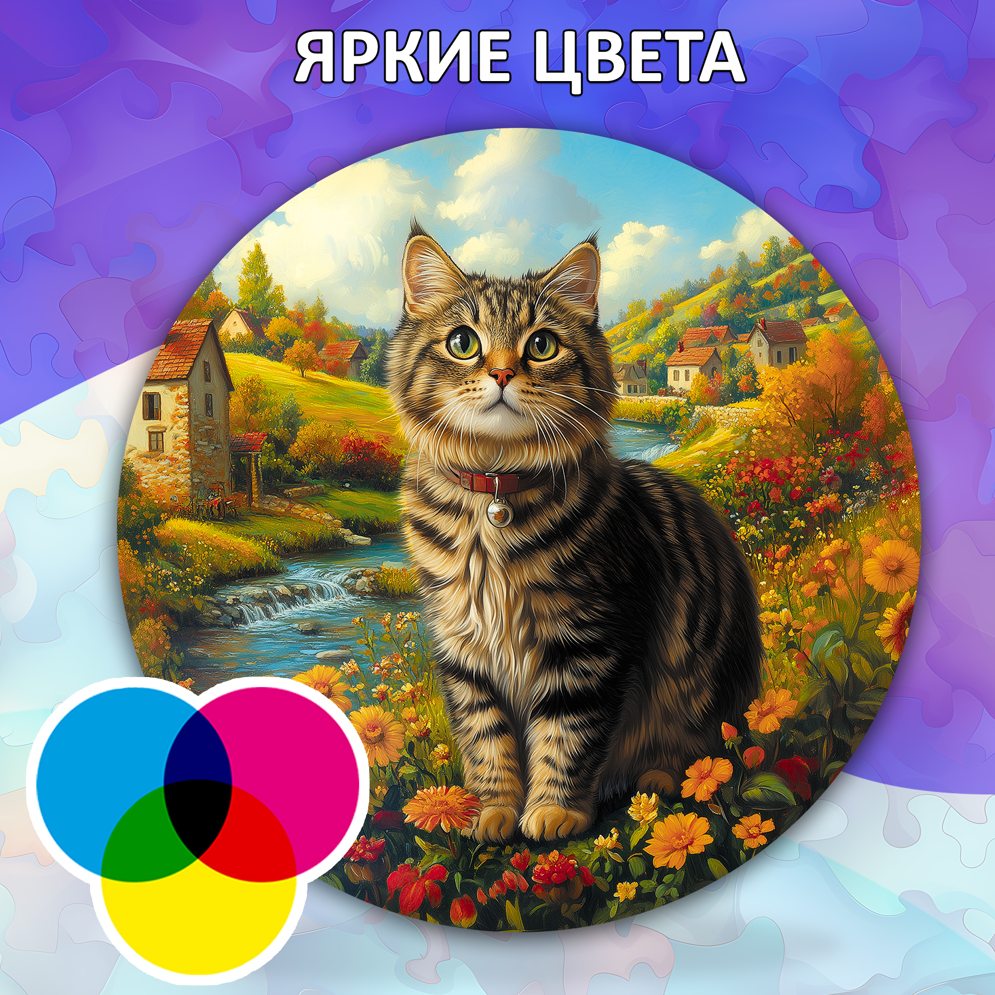 Деревянный пазл коллекции «Мир кошек» / 30х30см, 200 деталей / Артикул CT052