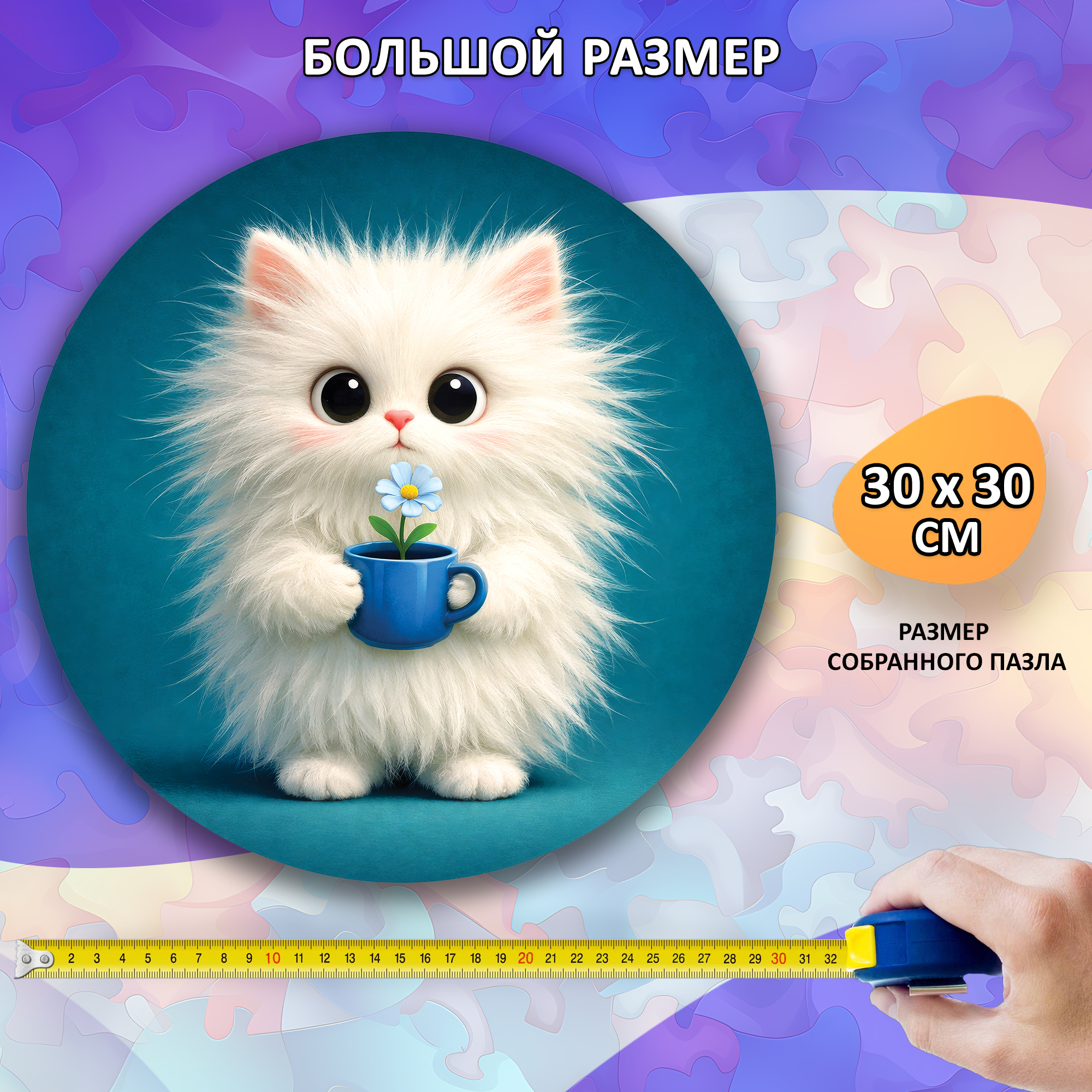 Деревянный пазл коллекции «Мир кошек» / 30х30см, 200 деталей / Артикул CT057