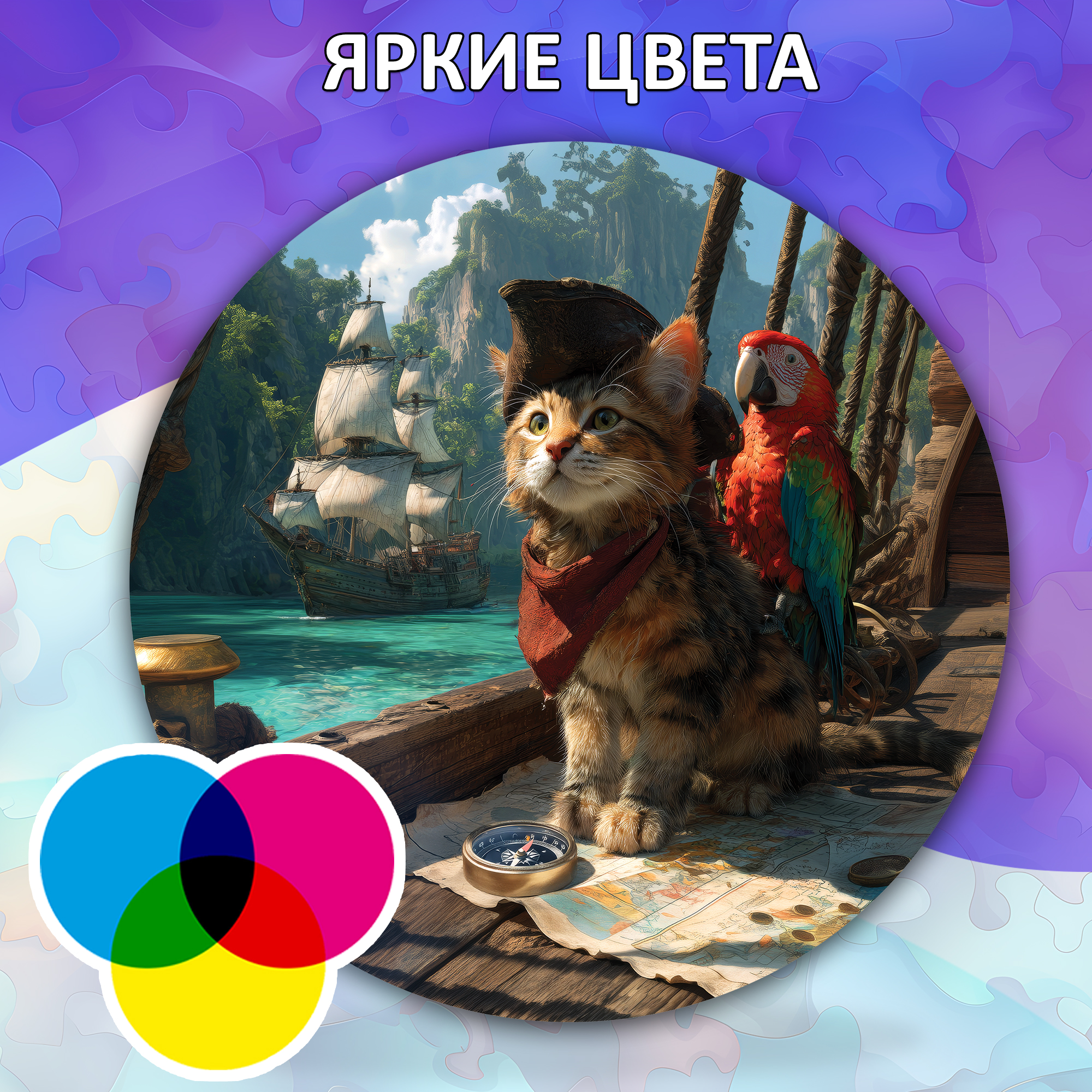 Деревянный пазл коллекции «Мир кошек» / 30х30см, 200 деталей / Артикул CT058