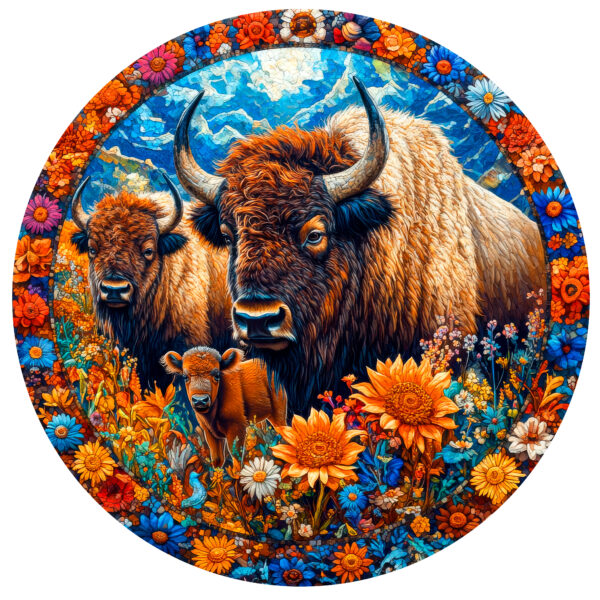 Деревянный пазл «Семья бизонов» / 30х30см, 220 деталей