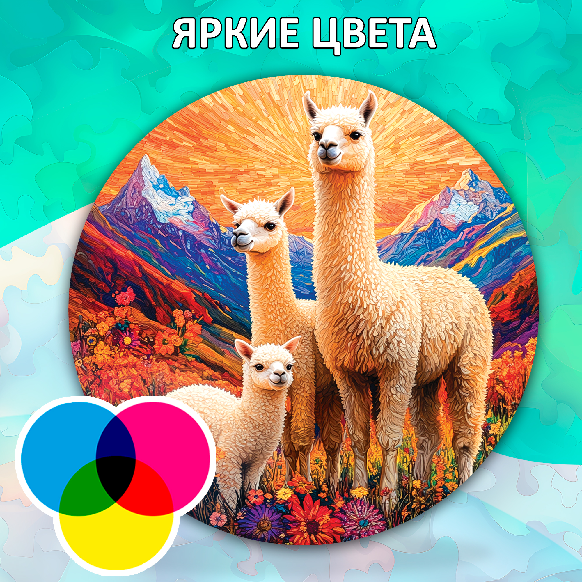 Деревянный пазл «Семья альпак» / 30х30см, 220 деталей