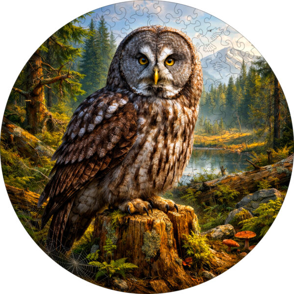 Деревянный пазл "Бородатая неясыть", 30х30см, 223 детали