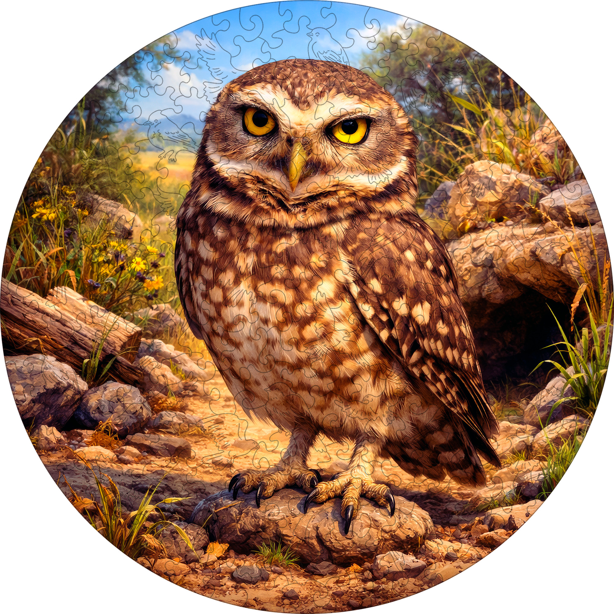 Деревянный пазл "Кроличий сыч", 30х30см, 223 детали