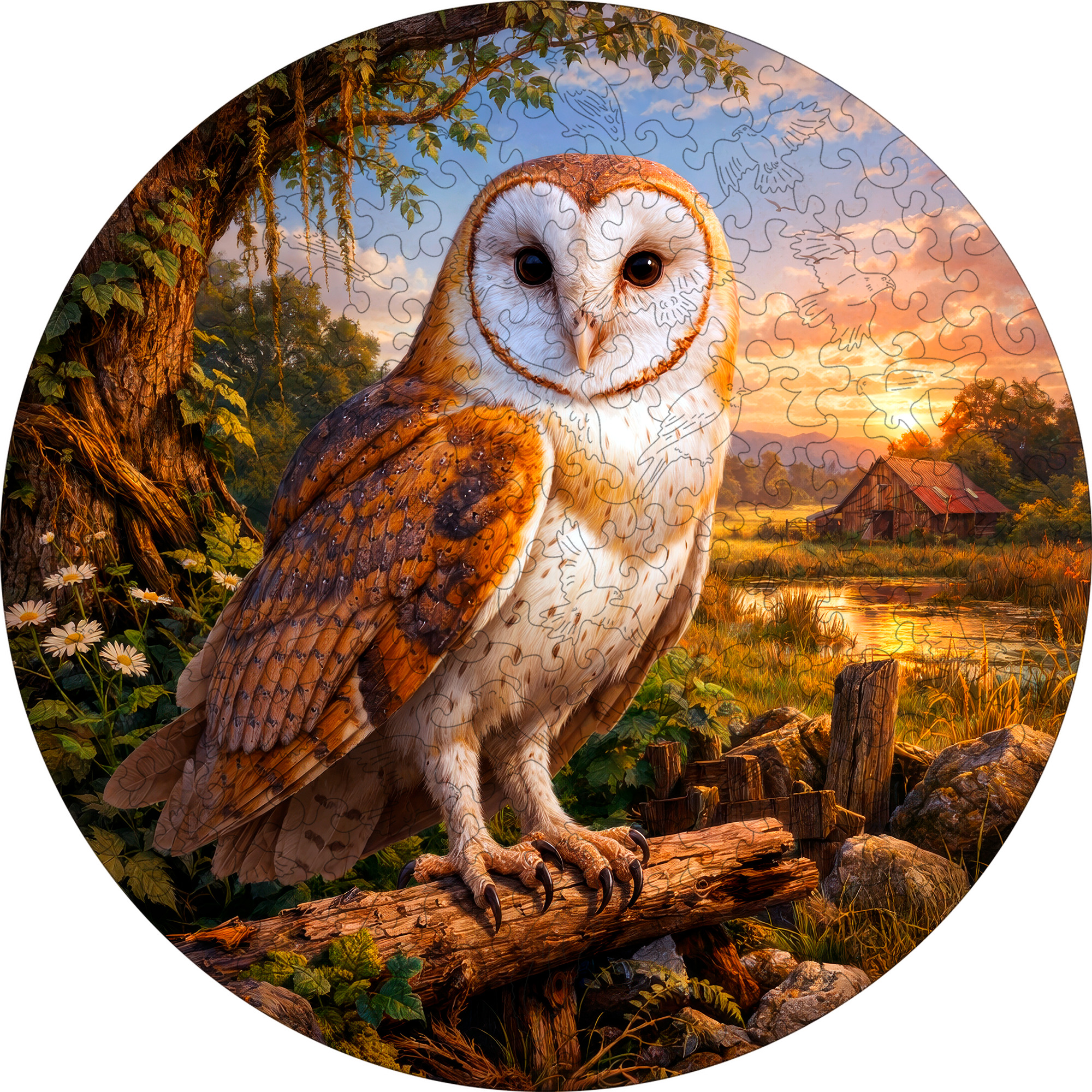 Деревянный пазл "Сипуха", 30х30см, 223 детали