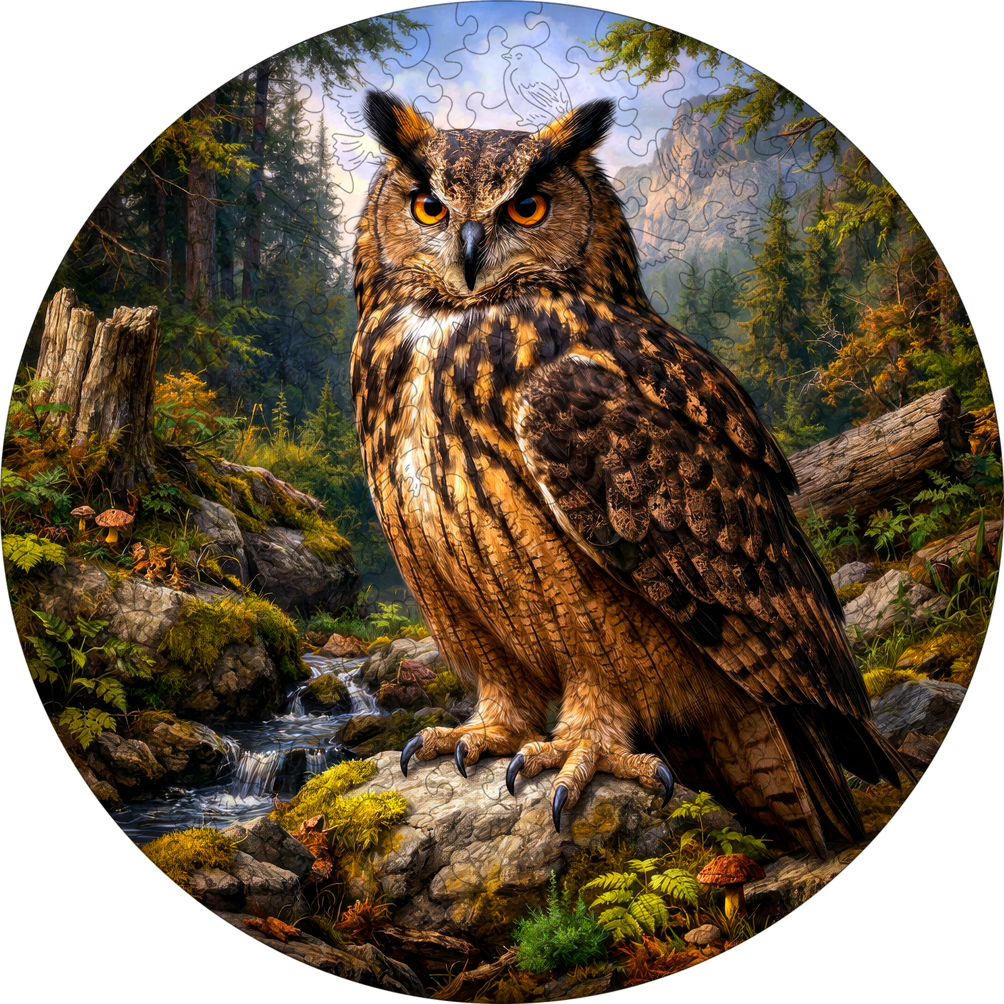 Деревянный пазл "Филин", 30х30см, 223 детали