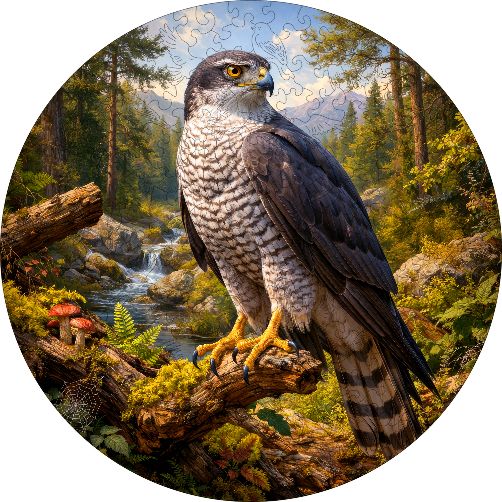Деревянный пазл "Ястреб", 30х30см, 223 детали