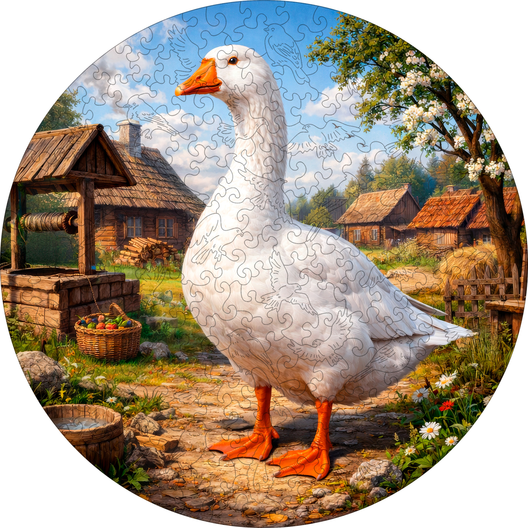 Деревянный пазл "Гусь", 30х30см, 223 детали