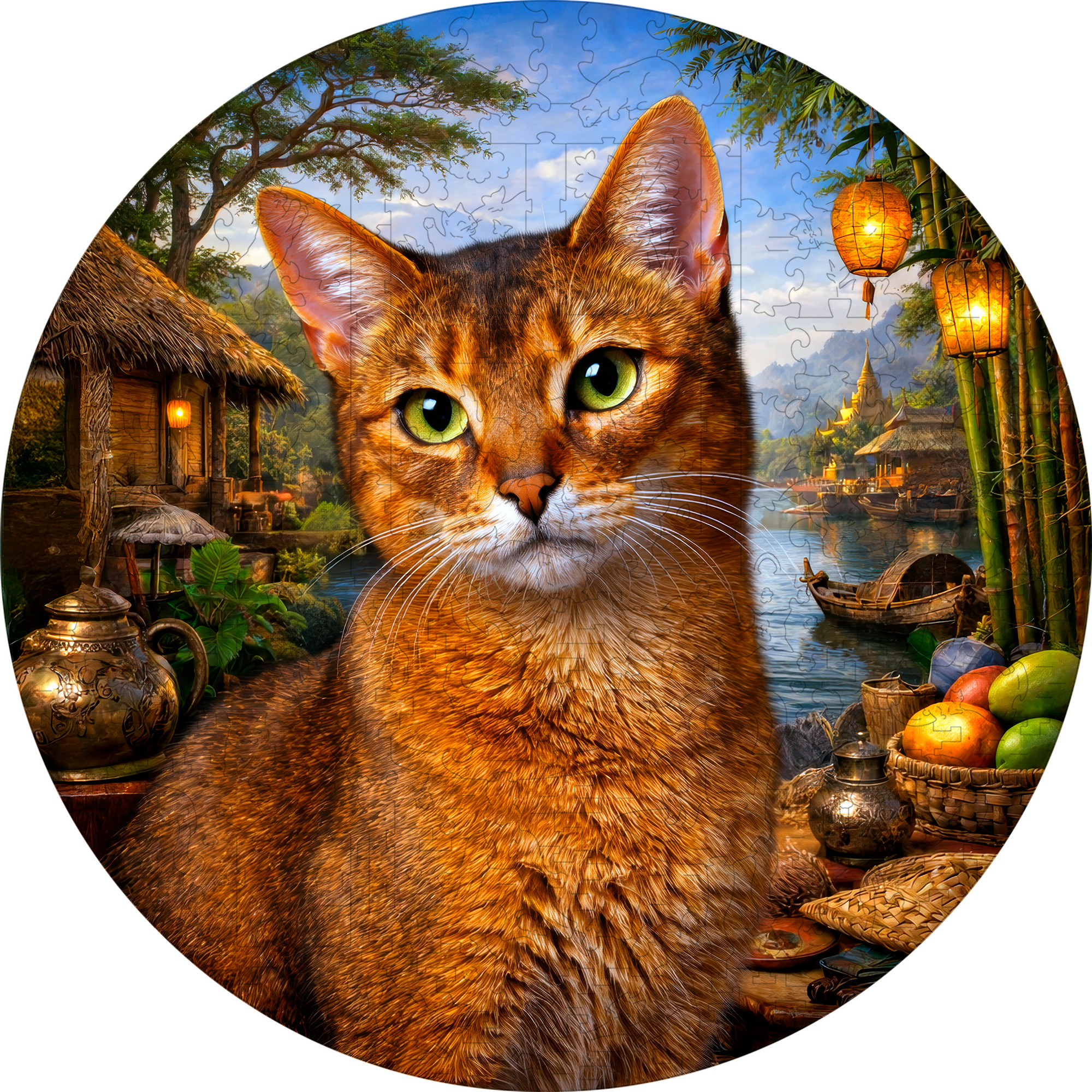 Деревянный пазл Абиссинская кошка коллекции «Мир кошек» / 30х30см, 200 деталей