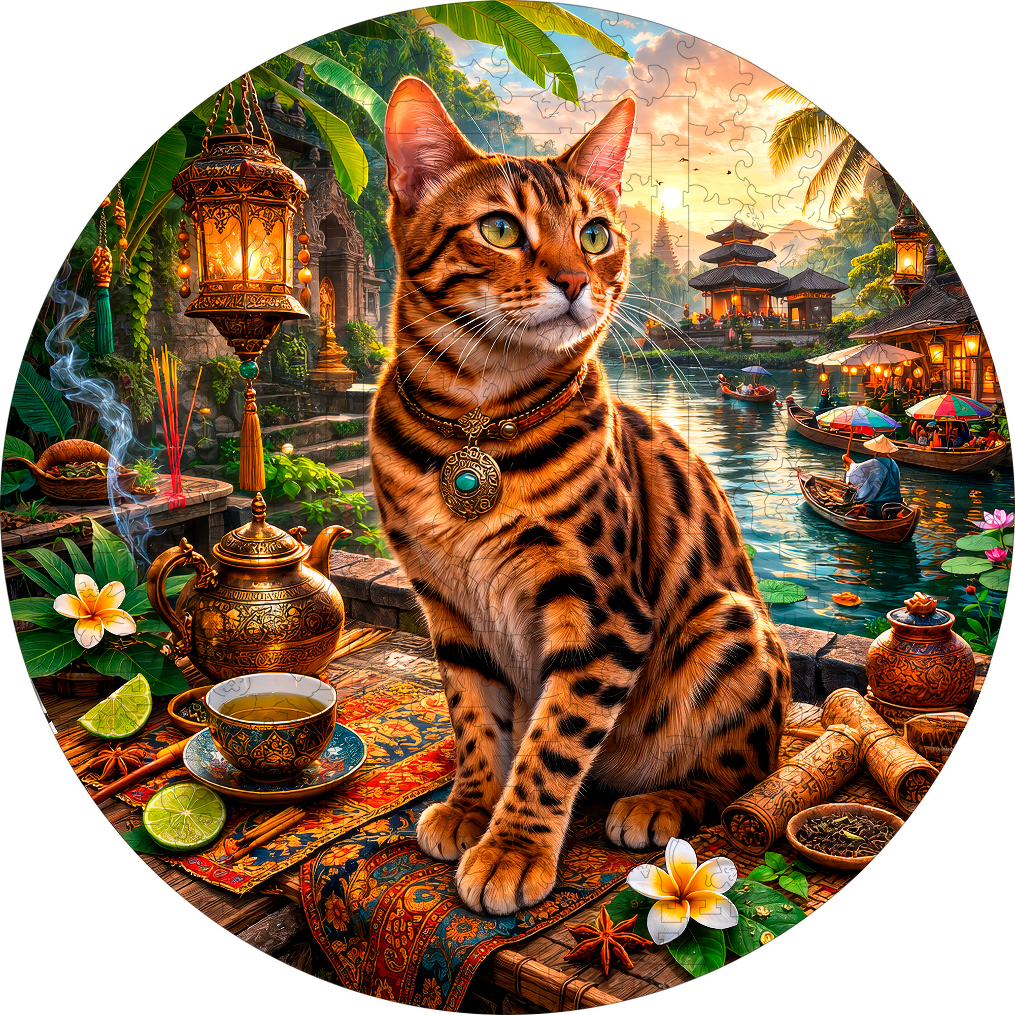 Деревянный пазл Бенгальская кошка коллекции «Мир кошек» / 30х30см, 200 деталей