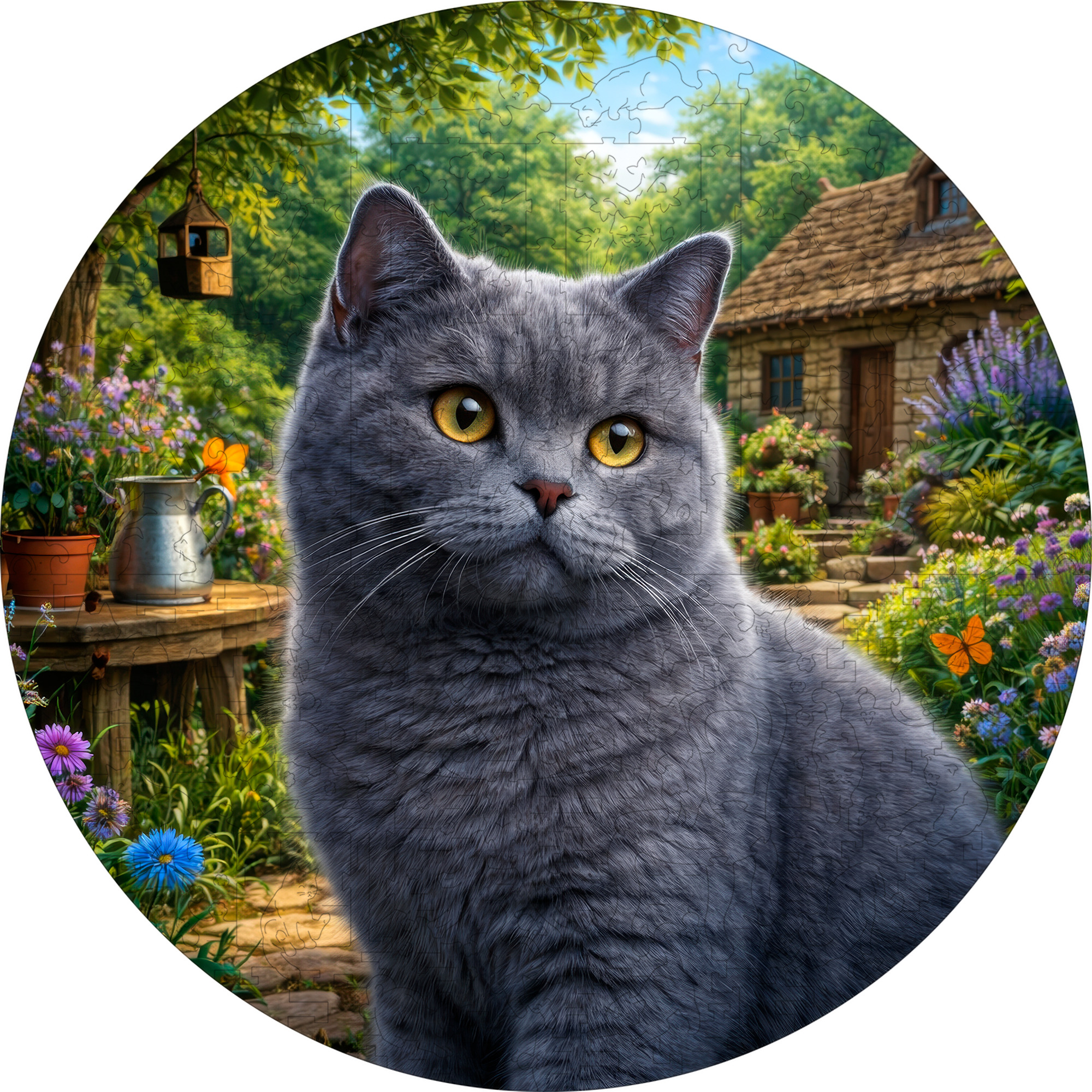 Деревянный пазл Британская короткошерстная кошка / 30х30см, 200 деталей