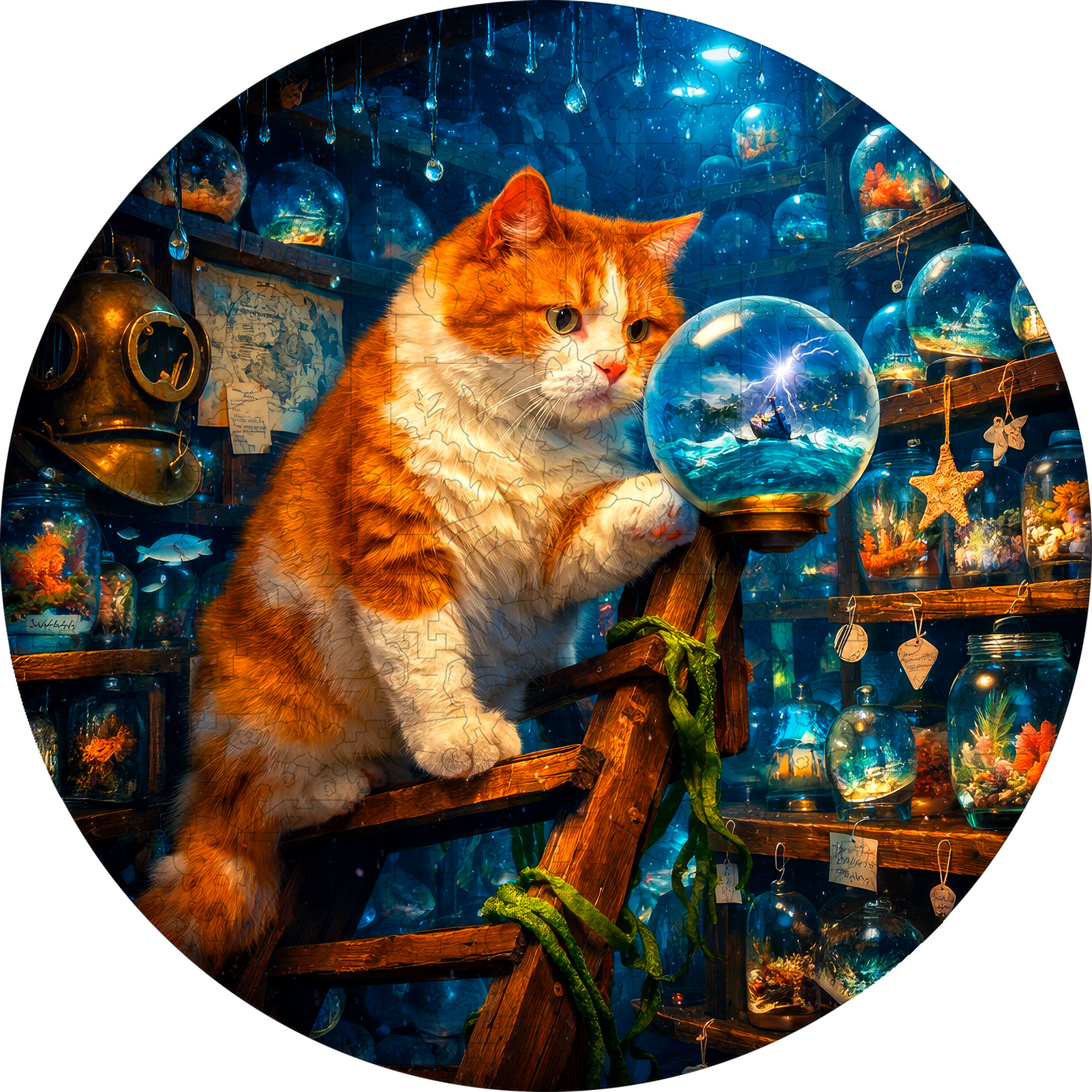 Деревянный пазл Рыжий наблюдатель коллекции «Мир кошек» / 30х30см, 200 деталей