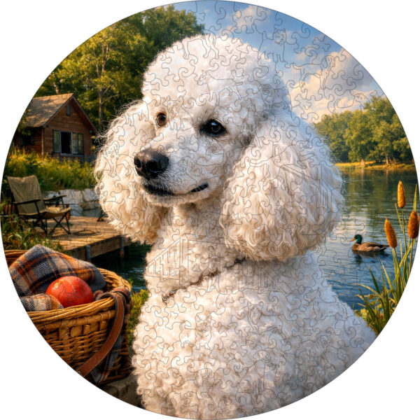 Деревянный пазл Белый пудель, Мир собак / 30х30см