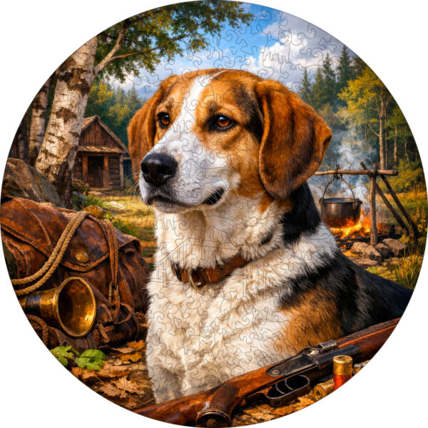Деревянный пазл Русская пегая гончая, Мир собак / 30х30см