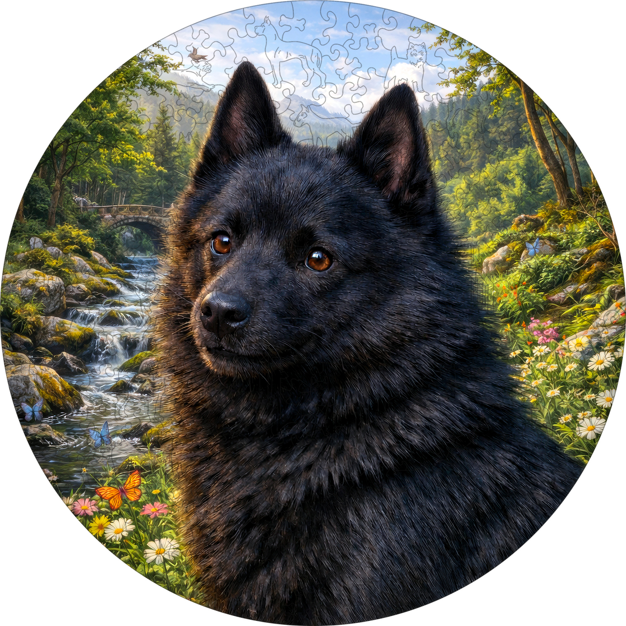 Деревянный пазл Шипперке, Мир собак / 30х30см