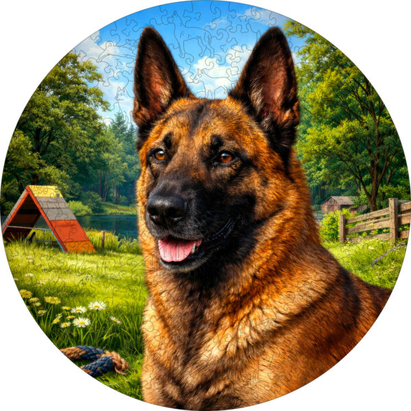 Деревянный пазл Бельгийская овчарка (малинуа) / 30х30см