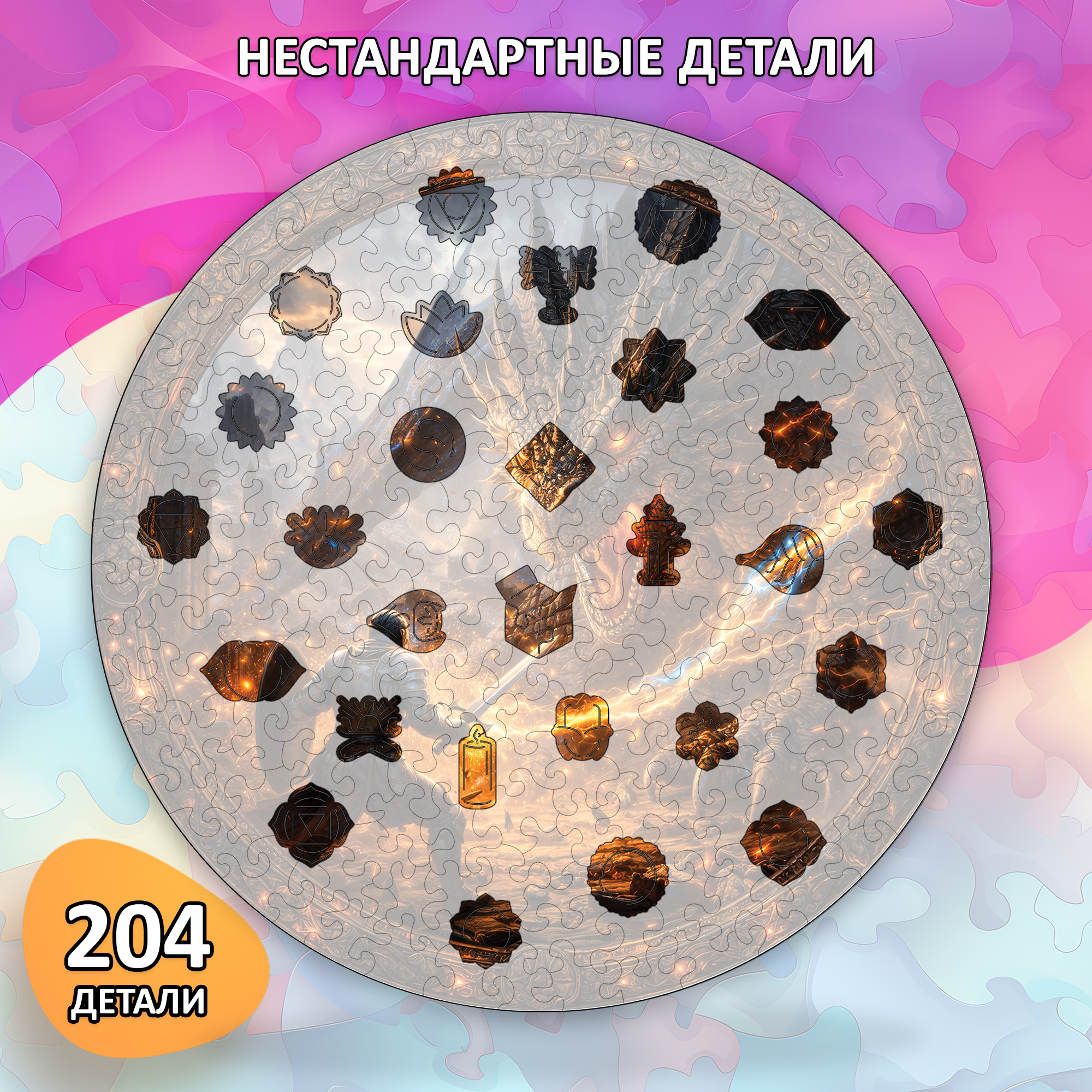 Деревянный пазл коллекции «Мир легенд» / 30х30см, 204 деталей / Артикул LGN029