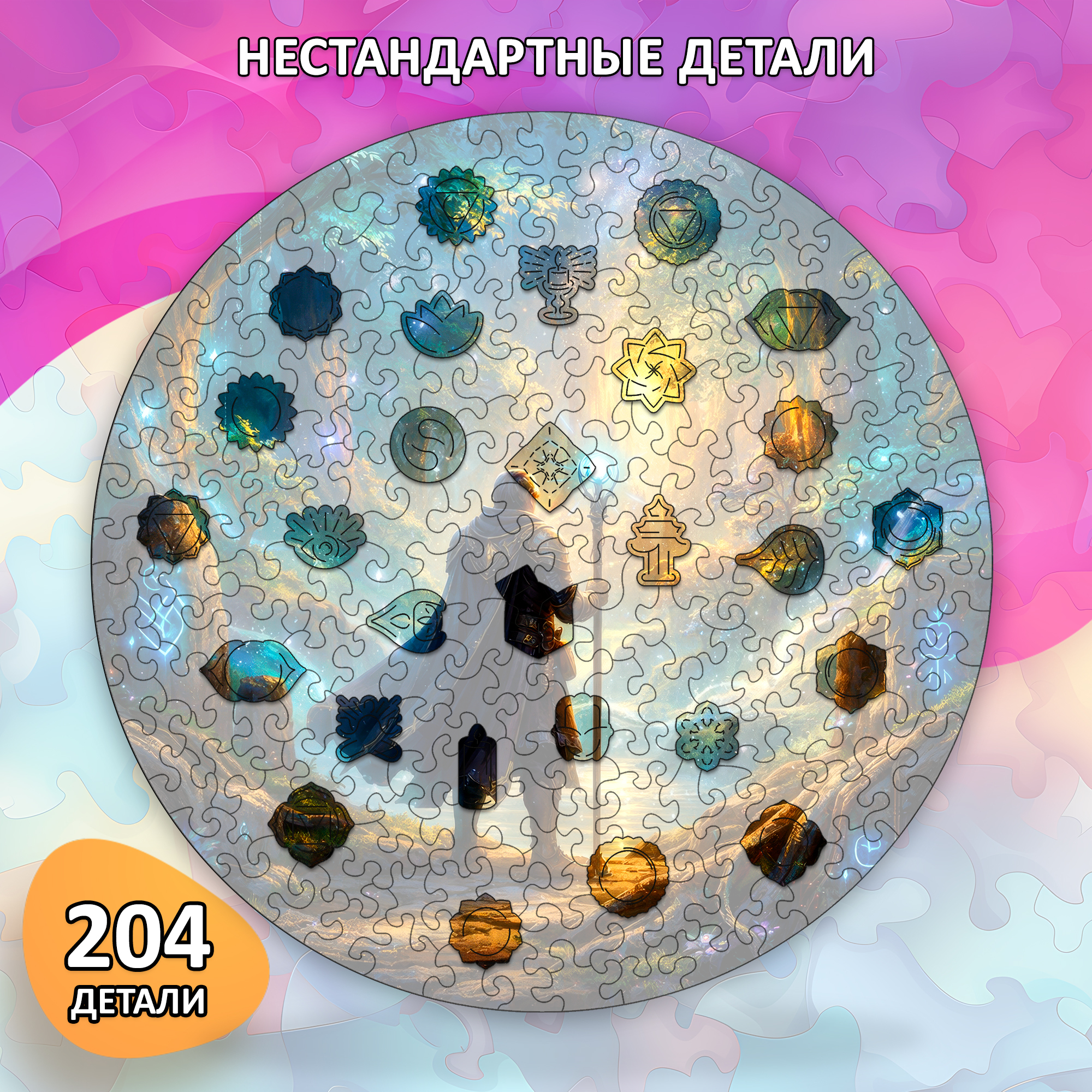 Деревянный пазл "Магический путь" коллекции «Мир легенд» / 30х30см, 204 деталей