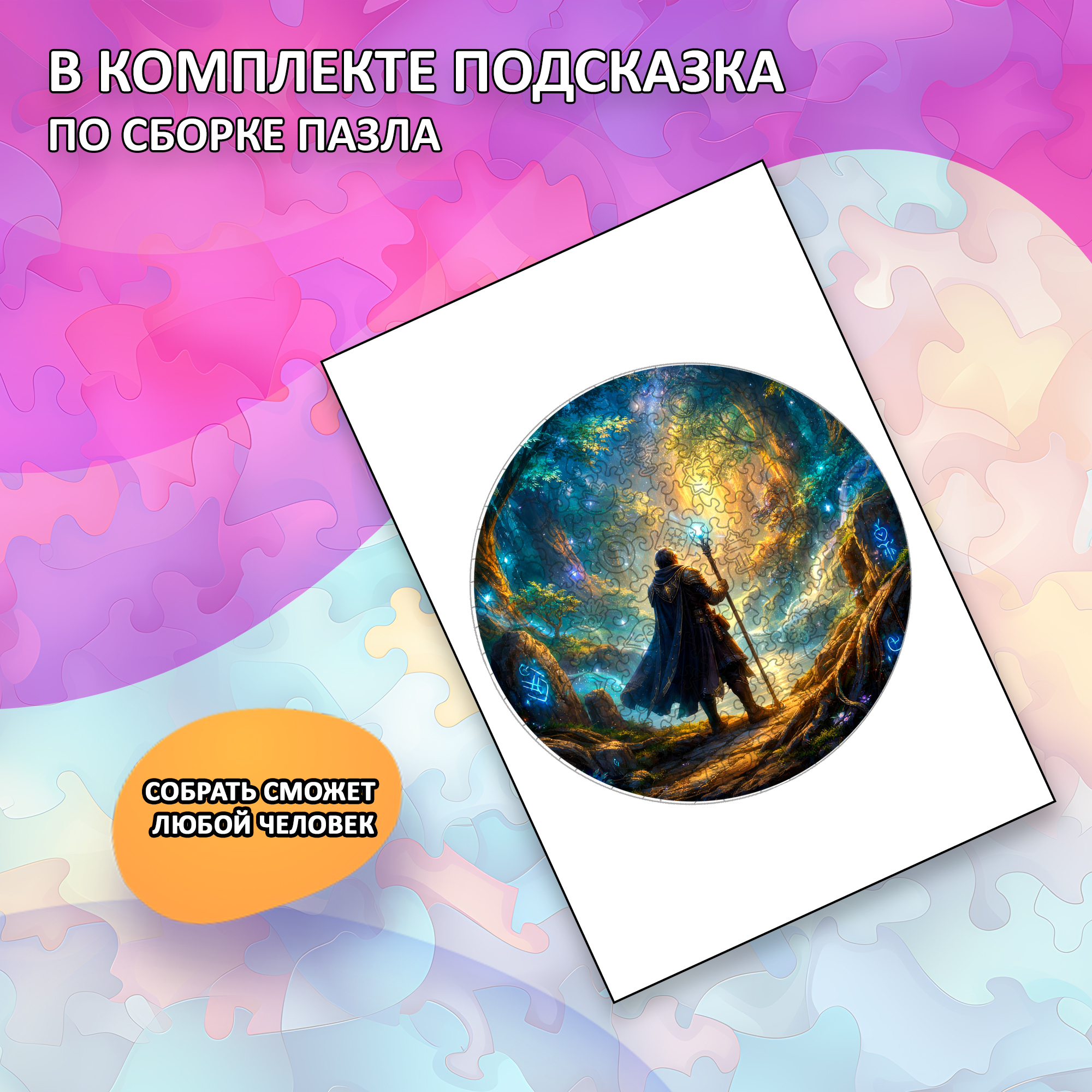 Деревянный пазл "Магический путь" коллекции «Мир легенд» / 30х30см, 204 деталей