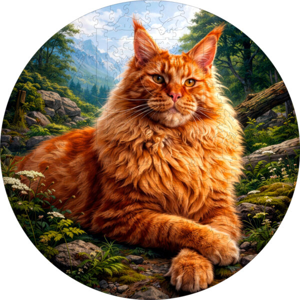 Деревянный пазл Рыжий Мейн-кун / 30х30см, 200 деталей