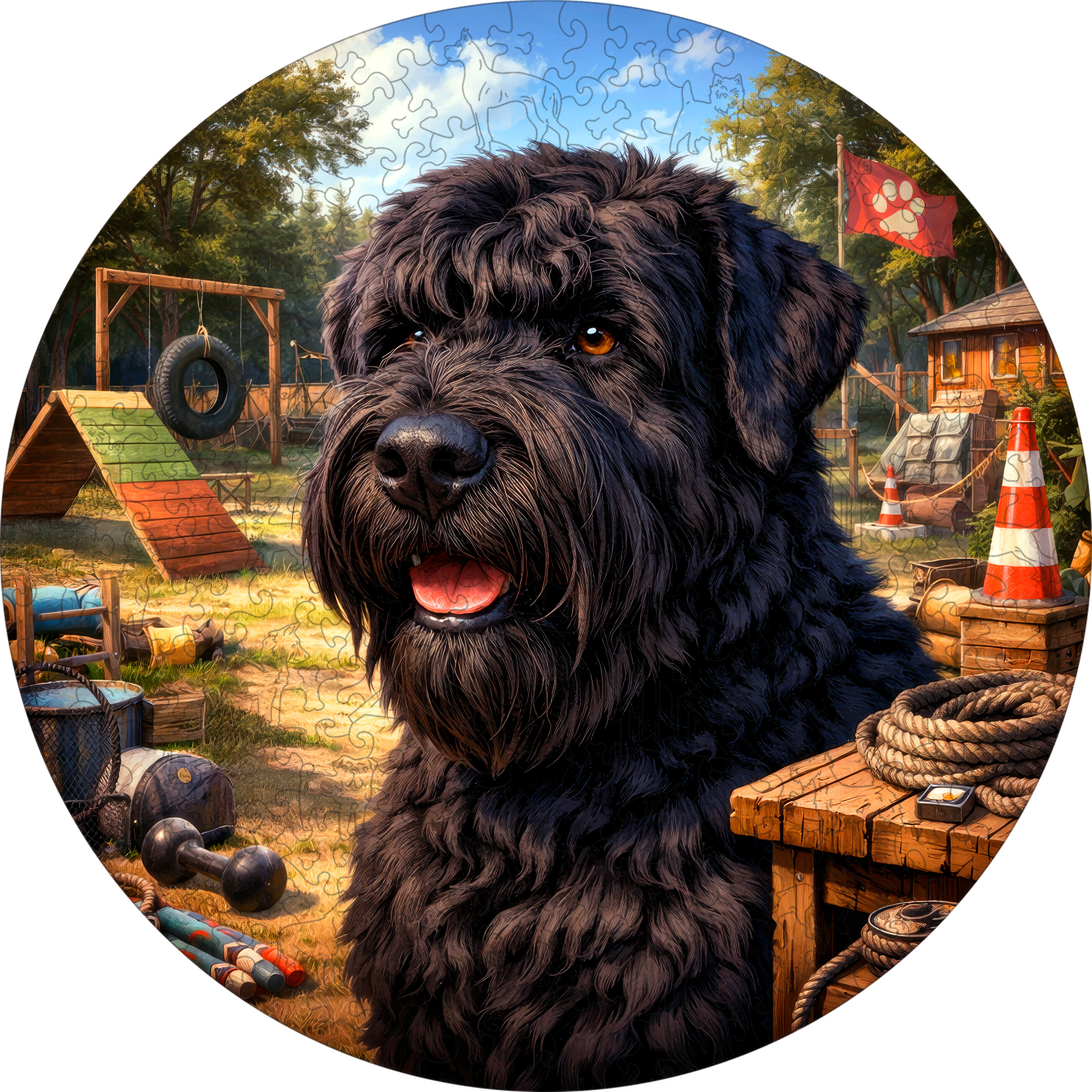 Деревянный пазл Русский черный терьер / 30х30см