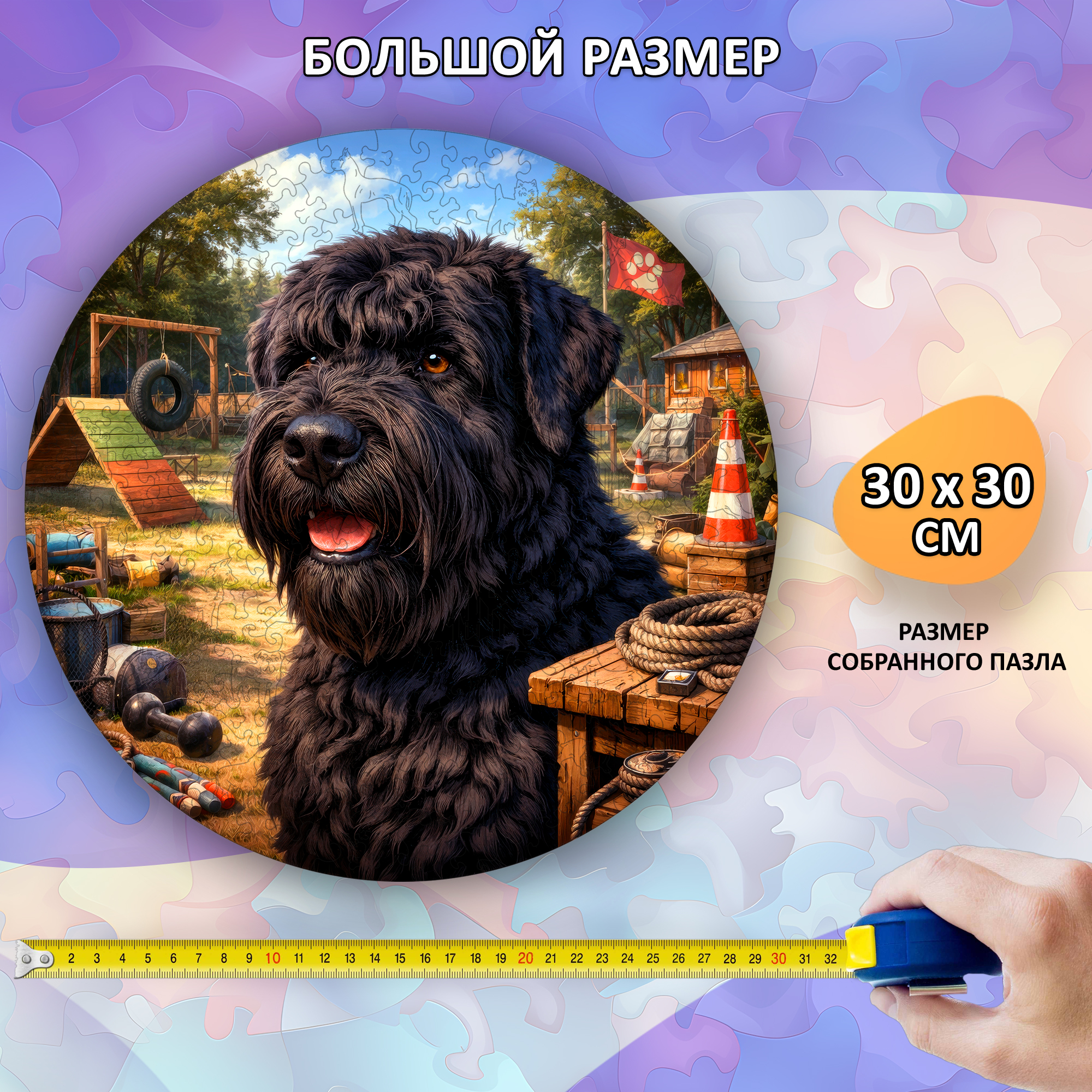 Деревянный пазл Русский черный терьер / 30х30см
