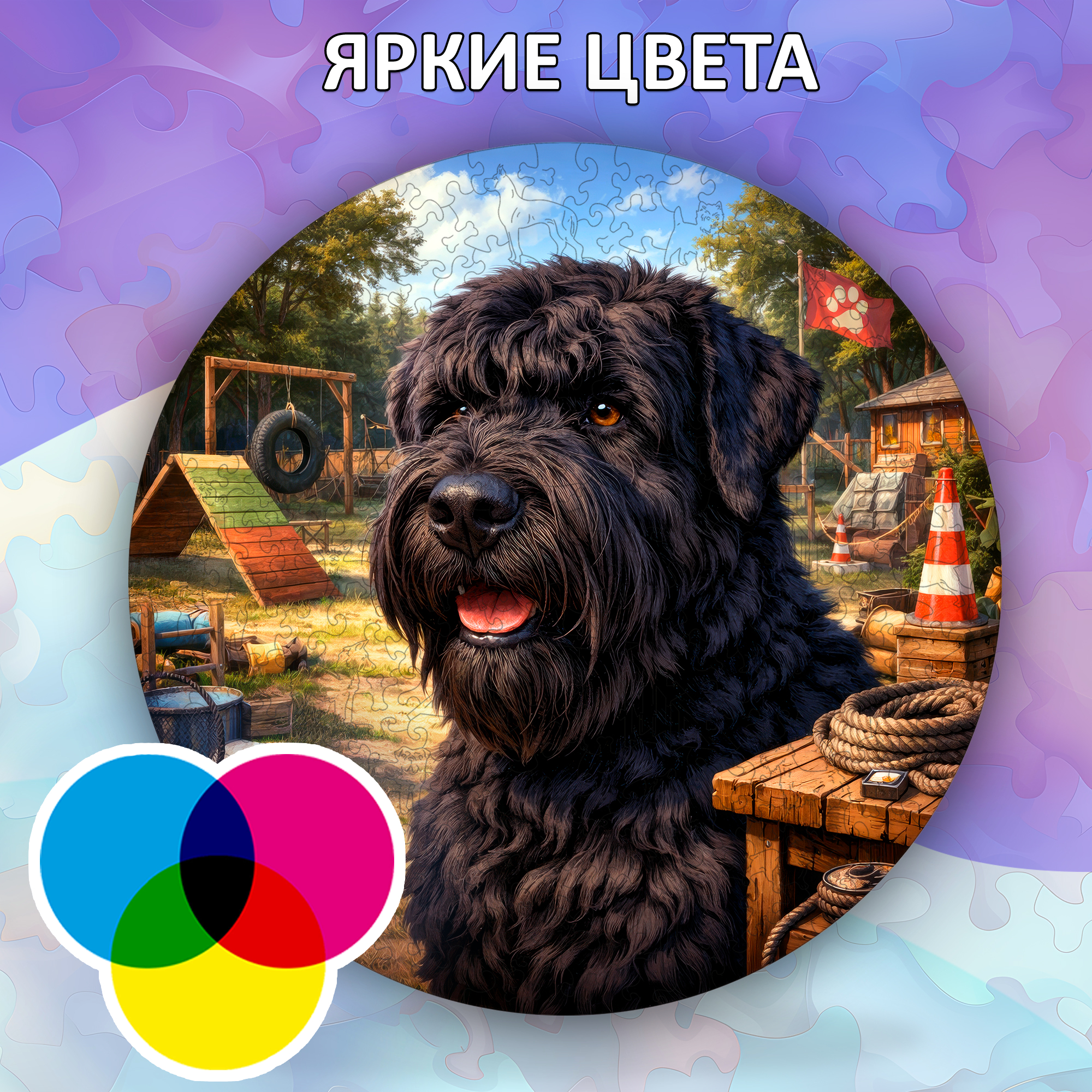 Деревянный пазл Русский черный терьер / 30х30см