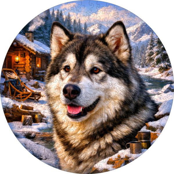 Деревянный пазл Аляскинский маламут / 30х30см