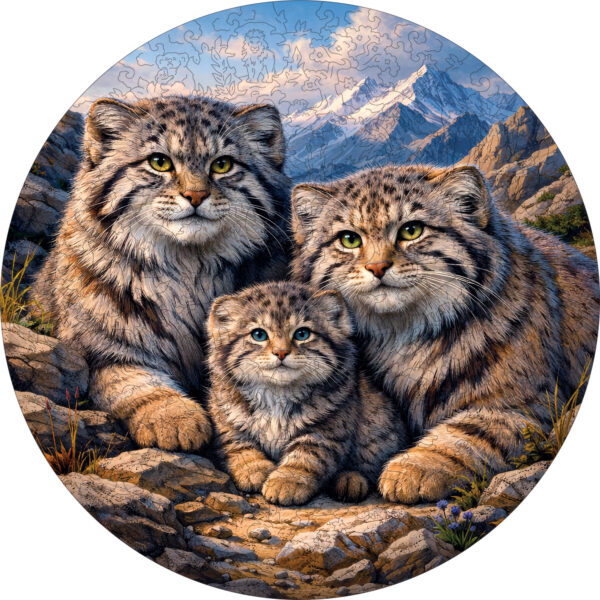 Деревянный пазл «Семья манулов» / 30х30см, 220 деталей