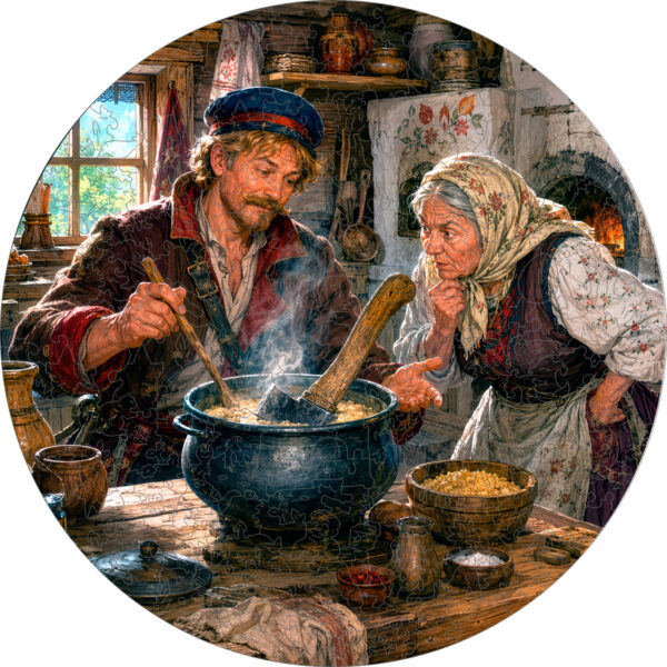 Деревянный пазл "Каша из топора" / 30см, 200 деталей