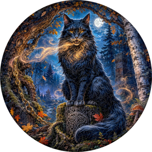 Деревянный пазл "Кот Баюн" / 30см, 200 деталей
