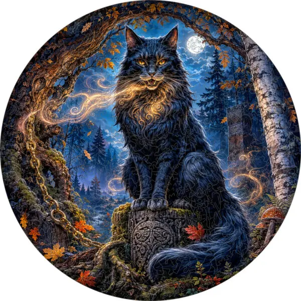 Деревянный пазл "Кот Баюн" / 30см, 200 деталей