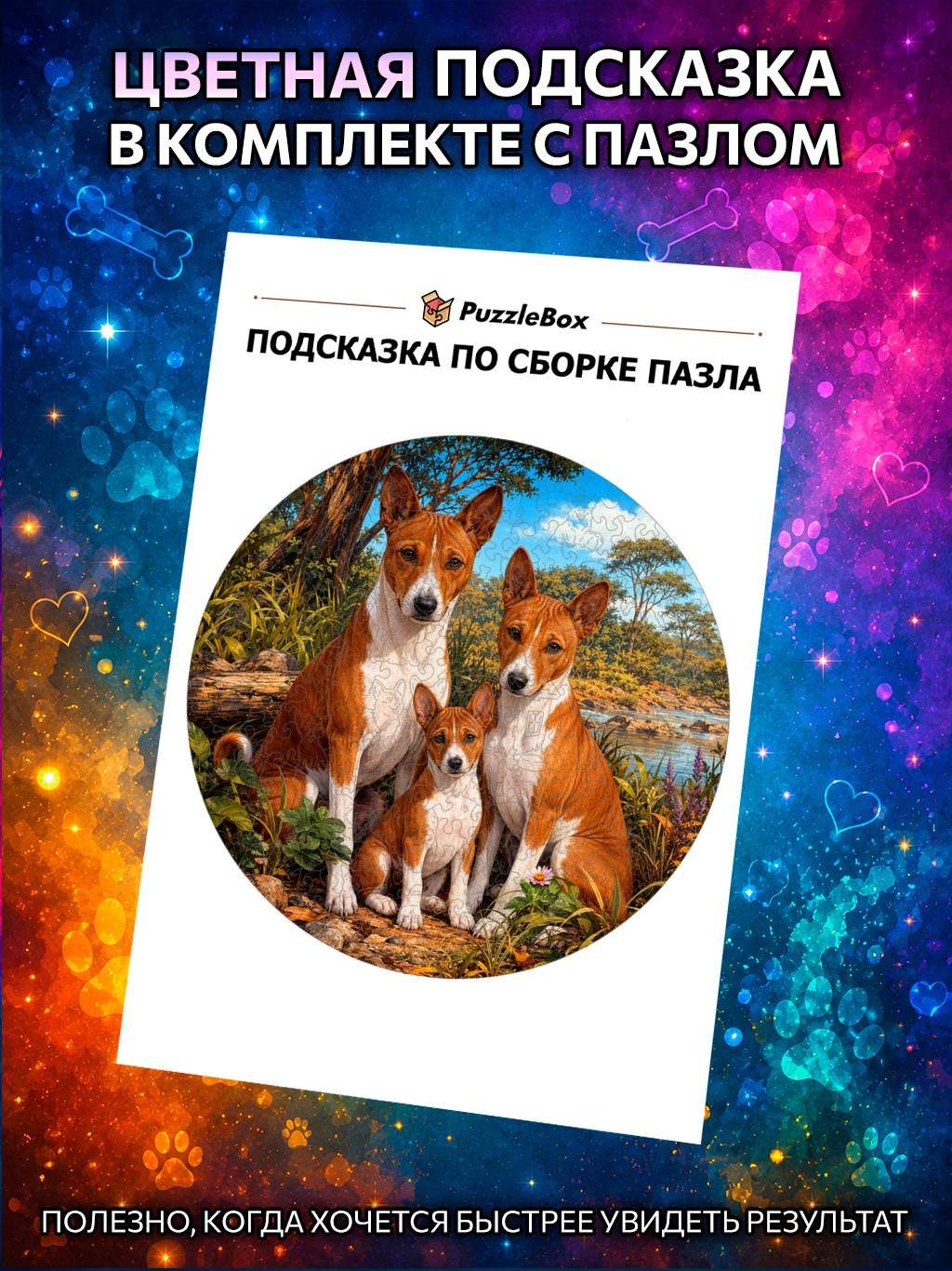 Деревянный пазл "Семья Басенджи" / 30см, 220 деталей