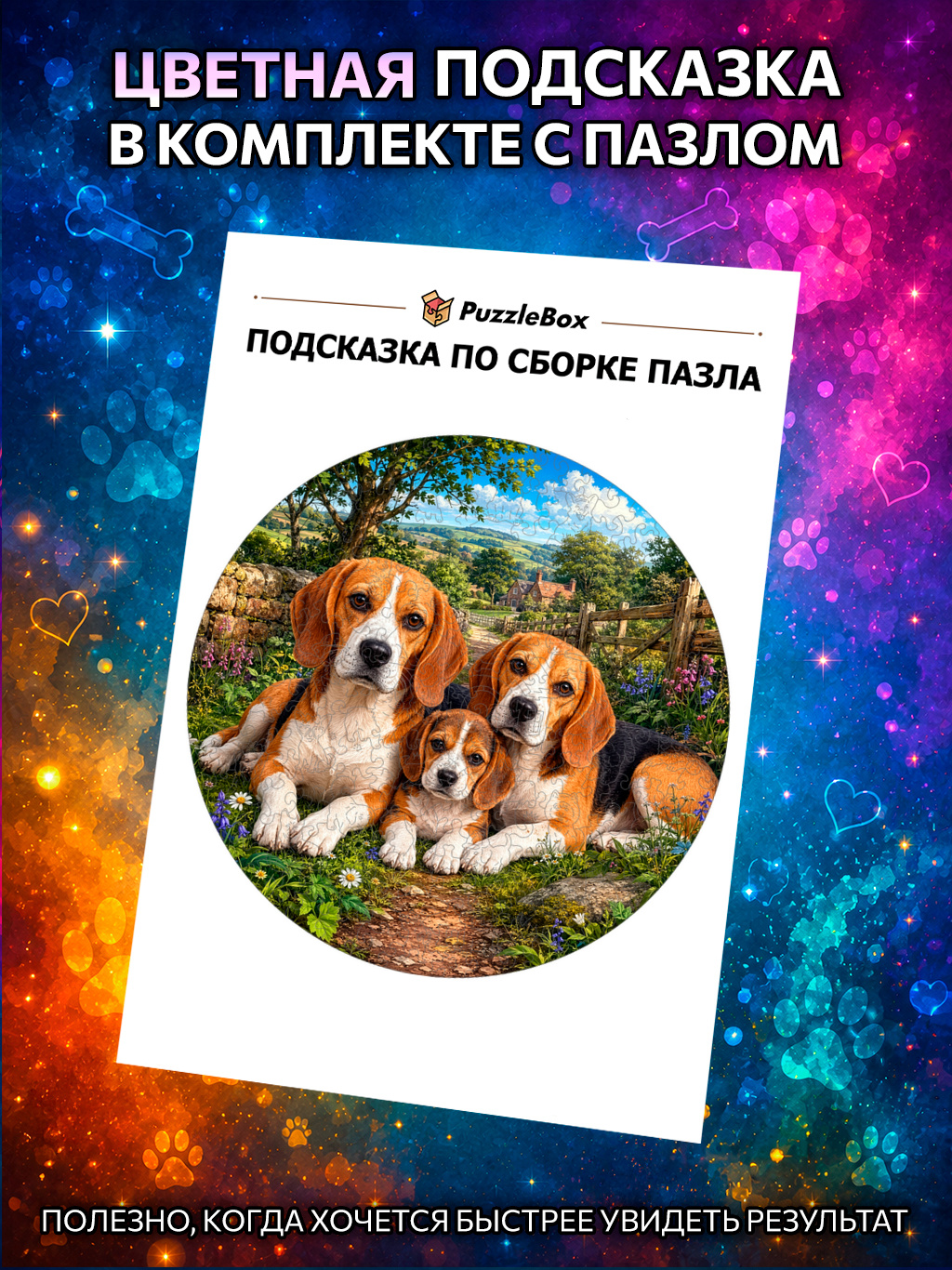 Деревянный пазл "Семья Биглей" / 30см, 220 деталей
