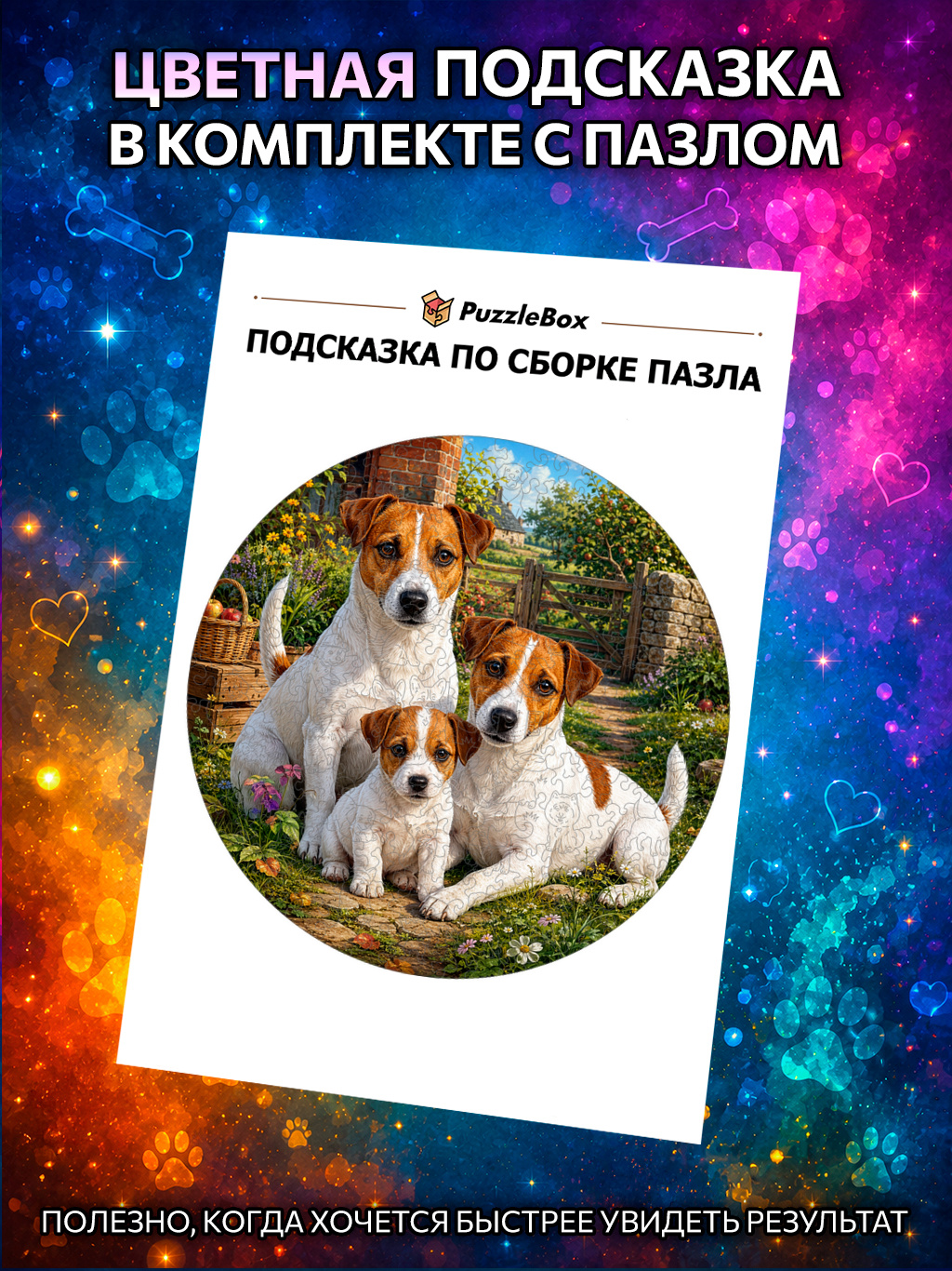 Деревянный пазл "Семья Джек-рассел-терьеров" / 30см, 220 деталей