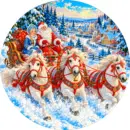 Деревянный пазл "Новогодняя тройка лошадей" / 30 см, 185 деталей