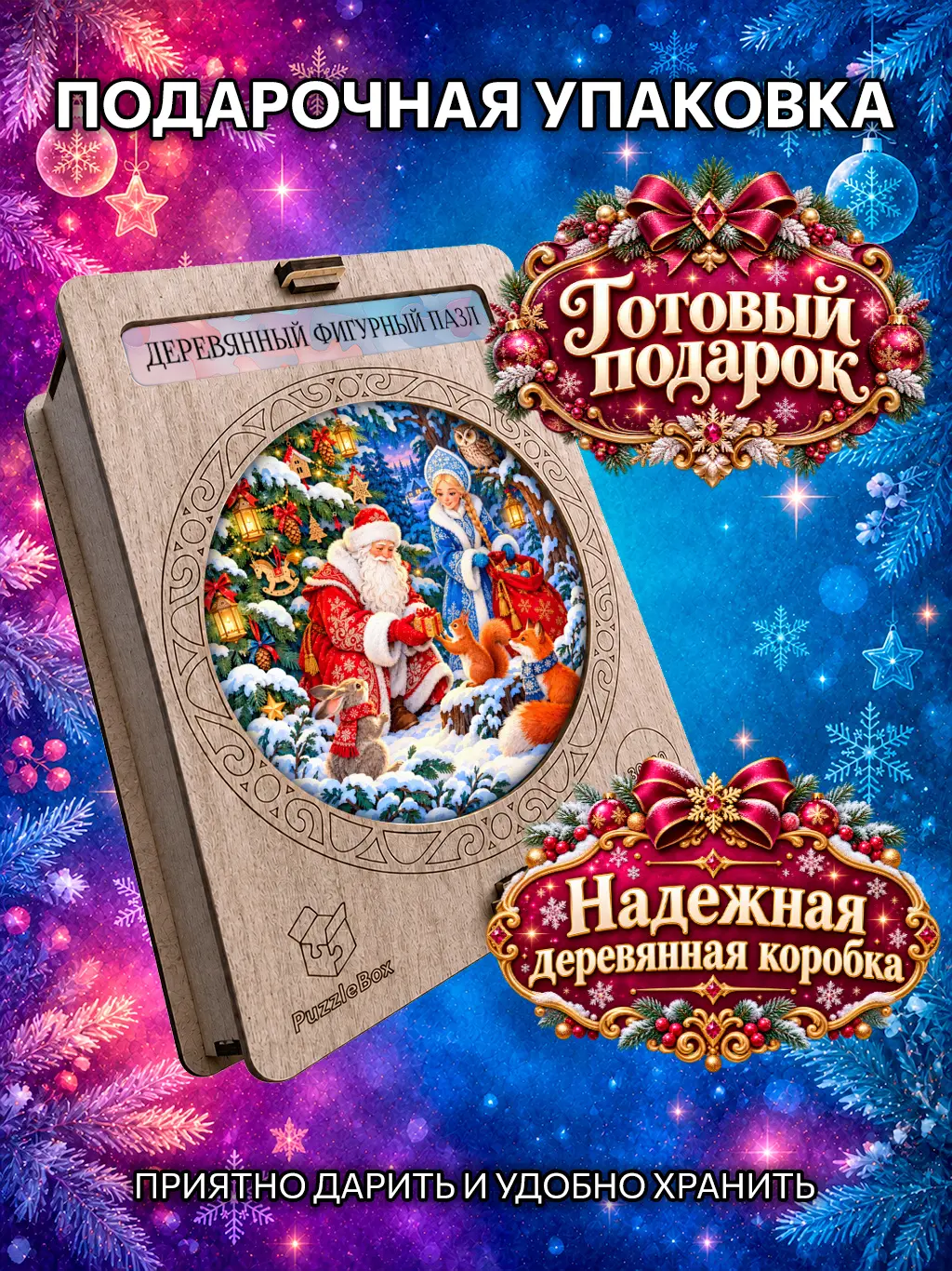 Деревянный пазл "Праздник на лесной полянке" / 30 см, 185 деталей