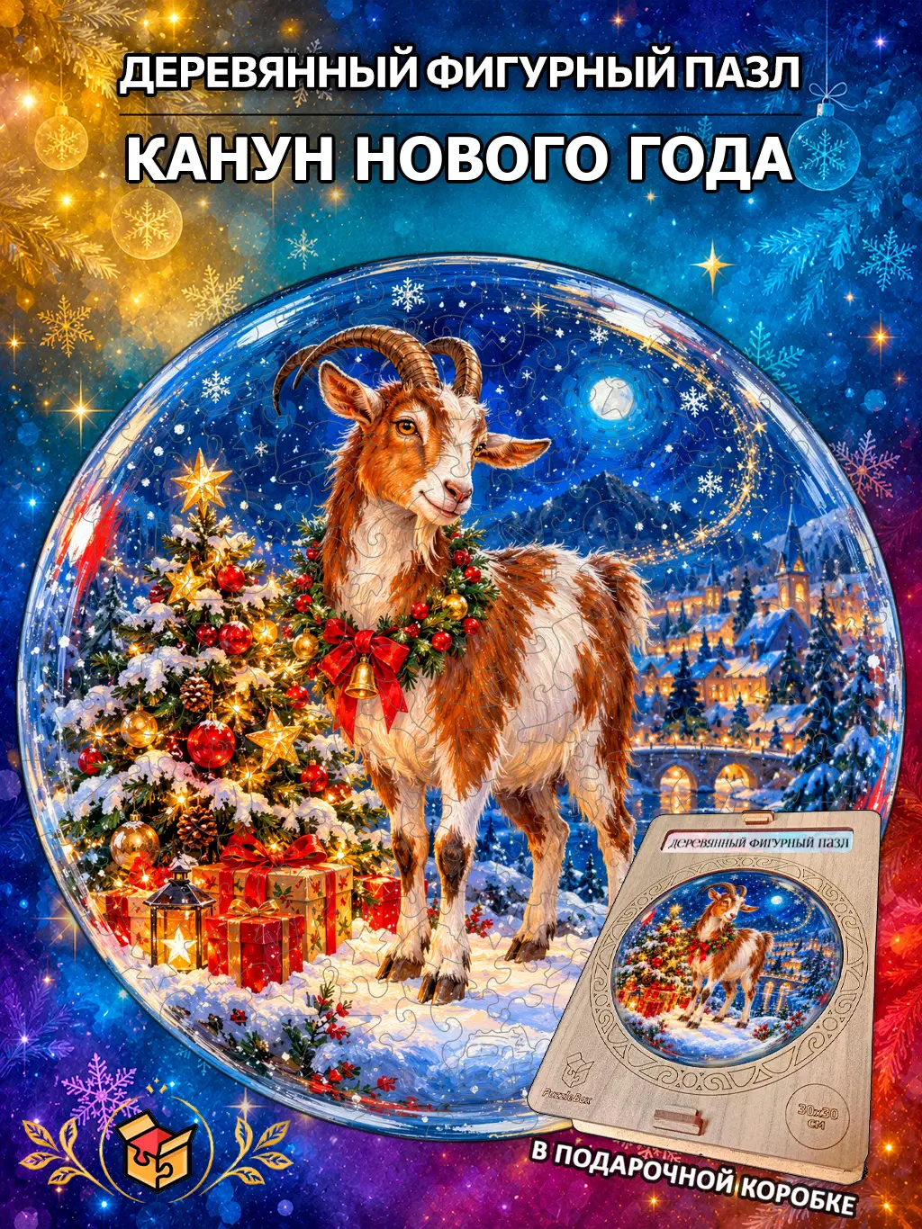 Деревянный пазл "Канун нового года" / 30см, 184 детали