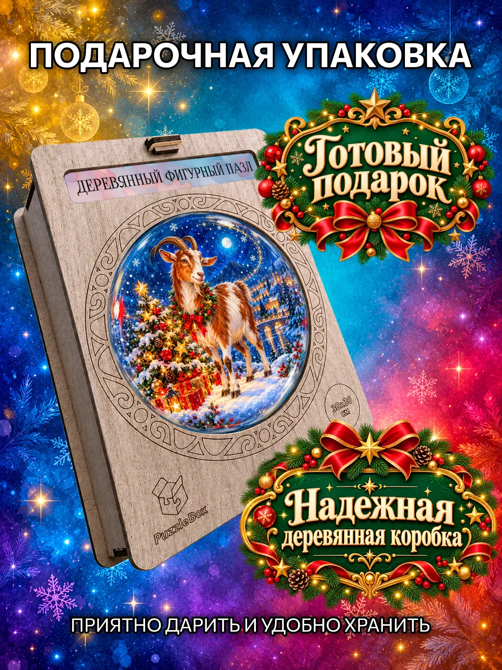 Деревянный пазл "Канун нового года" / 30см, 184 детали